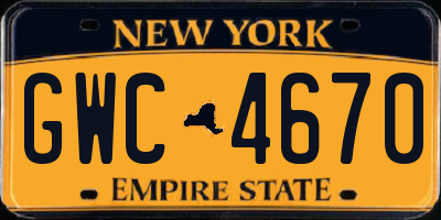 NY license plate GWC4670