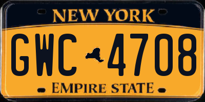 NY license plate GWC4708
