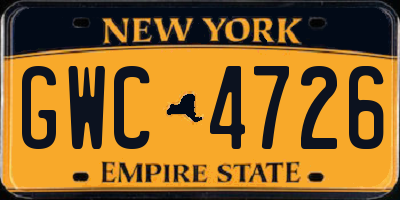 NY license plate GWC4726