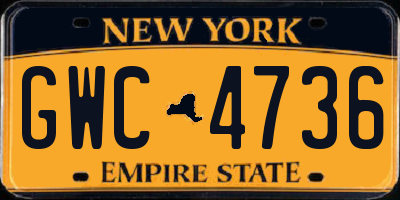 NY license plate GWC4736