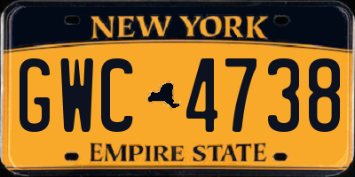 NY license plate GWC4738