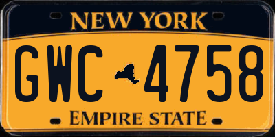 NY license plate GWC4758