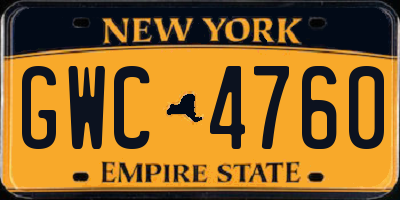 NY license plate GWC4760