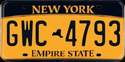 NY license plate GWC4793