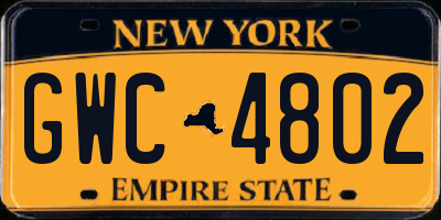 NY license plate GWC4802