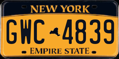 NY license plate GWC4839