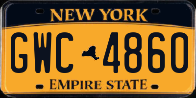 NY license plate GWC4860