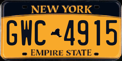NY license plate GWC4915