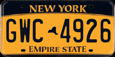NY license plate GWC4926