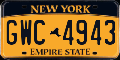 NY license plate GWC4943