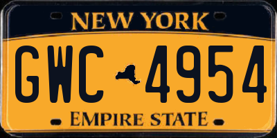 NY license plate GWC4954