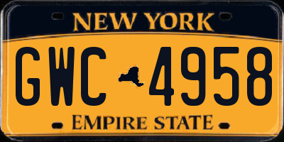 NY license plate GWC4958