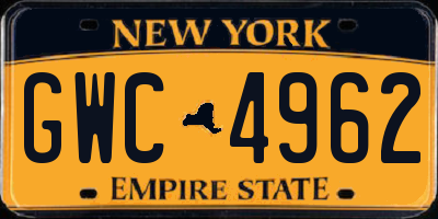 NY license plate GWC4962