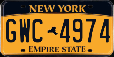 NY license plate GWC4974