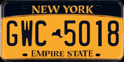 NY license plate GWC5018