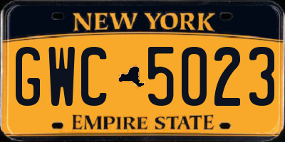 NY license plate GWC5023
