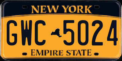 NY license plate GWC5024