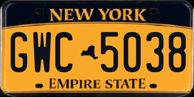 NY license plate GWC5038