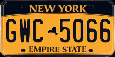 NY license plate GWC5066