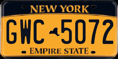 NY license plate GWC5072