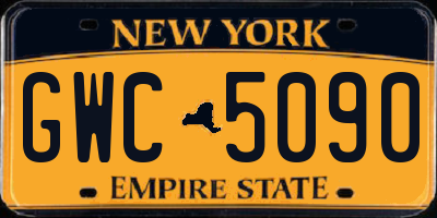 NY license plate GWC5090