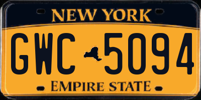 NY license plate GWC5094