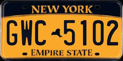 NY license plate GWC5102