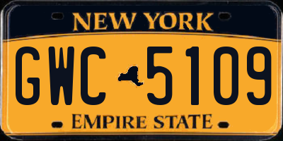 NY license plate GWC5109