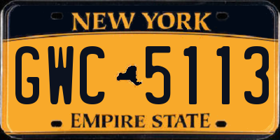 NY license plate GWC5113