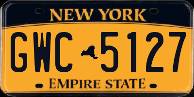 NY license plate GWC5127