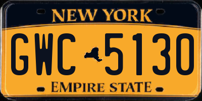 NY license plate GWC5130