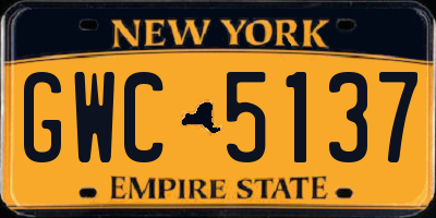 NY license plate GWC5137