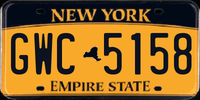NY license plate GWC5158