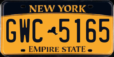 NY license plate GWC5165