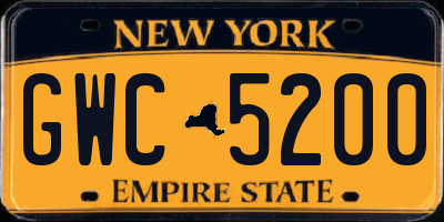 NY license plate GWC5200