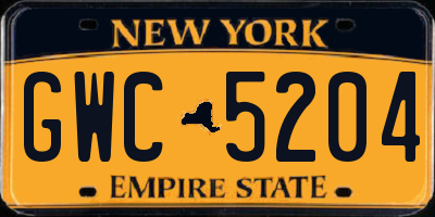 NY license plate GWC5204