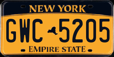 NY license plate GWC5205