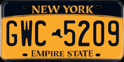 NY license plate GWC5209