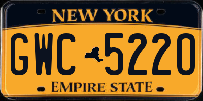 NY license plate GWC5220