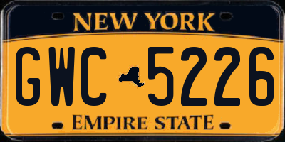 NY license plate GWC5226