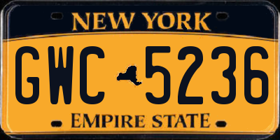 NY license plate GWC5236