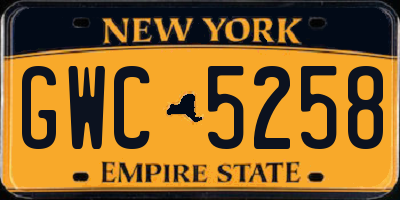 NY license plate GWC5258