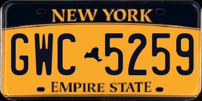 NY license plate GWC5259