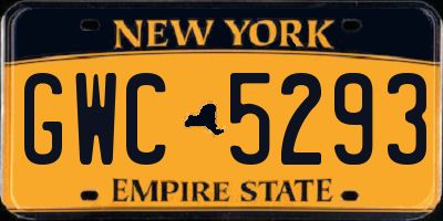 NY license plate GWC5293
