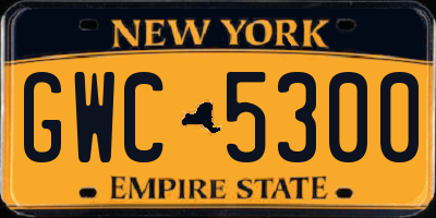 NY license plate GWC5300
