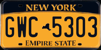 NY license plate GWC5303
