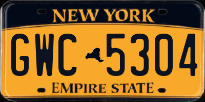 NY license plate GWC5304