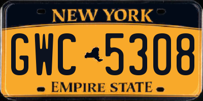 NY license plate GWC5308