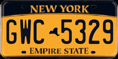 NY license plate GWC5329