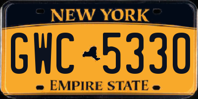 NY license plate GWC5330